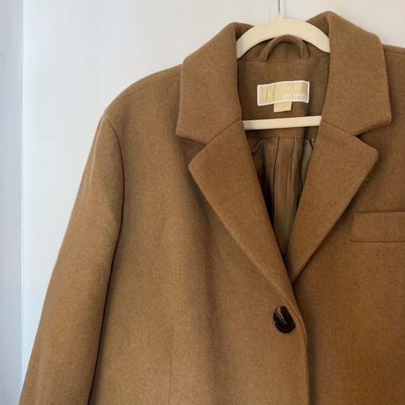 Michaels Kors Wool Blend Structured Tan Peacoat with Lining and Pockets Warm - Picture 11 of 16